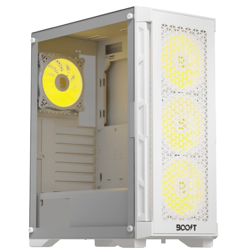 Boost Enclosure P300 White Gaming Case with Triple ARGB Fans