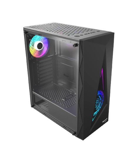 Boost Jaguar Black Gaming Case with Triple RGB Cooling Fans
