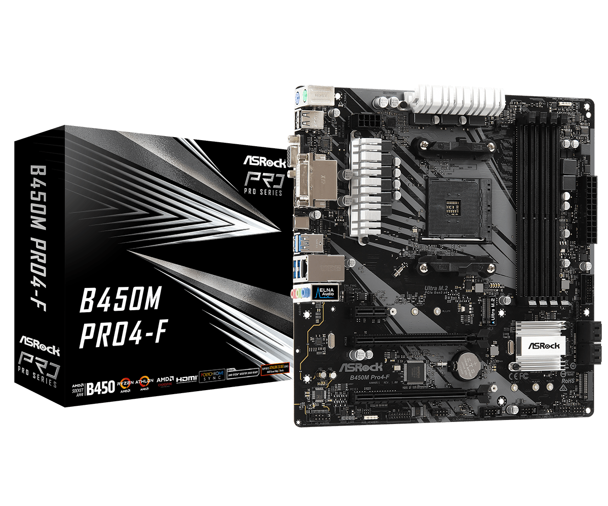ASRock B450M Pro4-F AMD AM4 Micro-ATX Motherboard