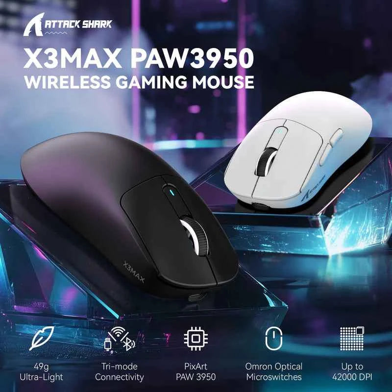 Attackshark X3 Max Wireless Gaming Mouse – Black / White