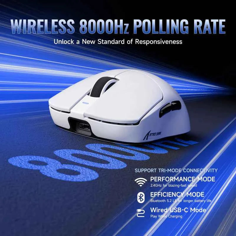 Attackshark X8 SE Wireless Gaming Mouse – Black  White