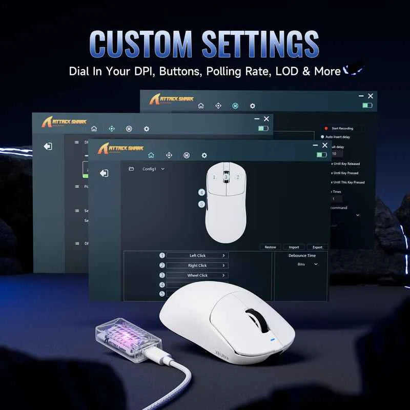 Attackshark X8 SE Wireless Gaming Mouse – Black  White