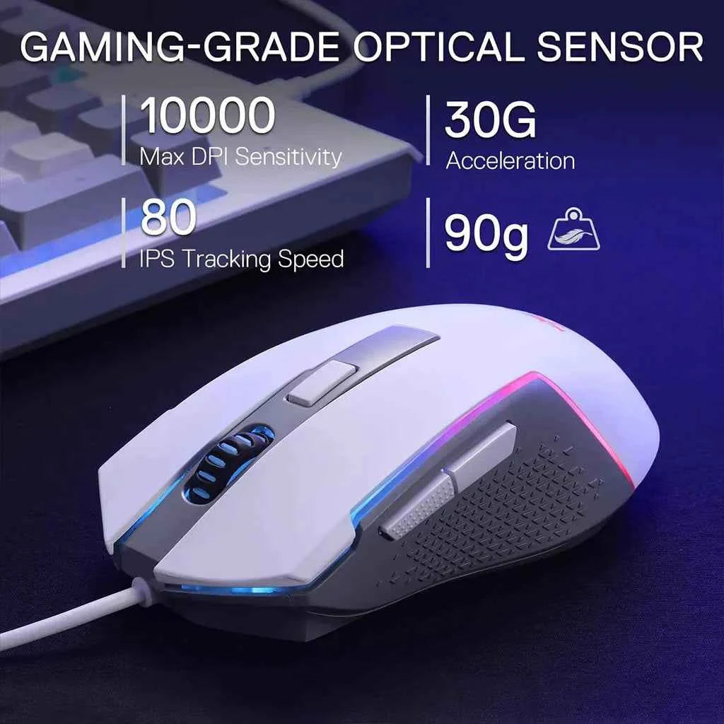 Redragon S151 RGB K525 Keyboard & M616 Mouse White Combo