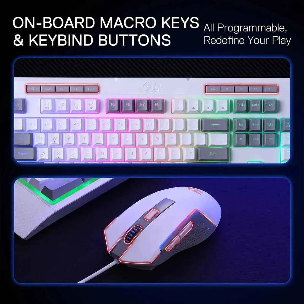 Redragon S151 RGB K525 Keyboard & M616 Mouse White Combo