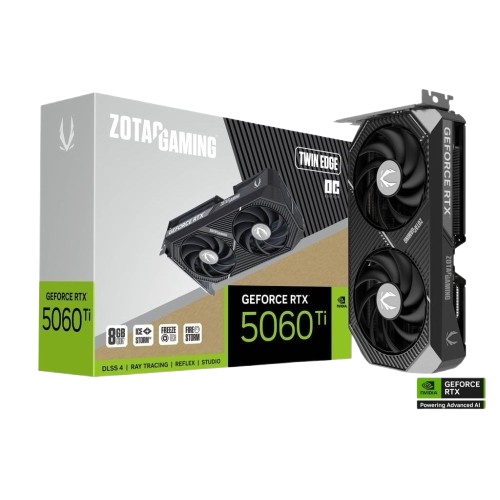 ZOTAC GAMING GeForce Twin Edge OC RTX 5060 Ti 8GB 128-Bit GDDR7 PCI Express 5.0 x8 DLSS 4.0 Graphics Card