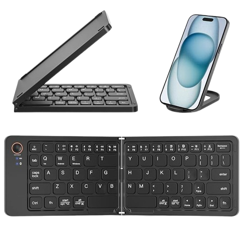 B023 11 Inch Foldable & Rechargeable Bluetooth Keyboard Black