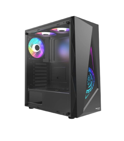 Boost Jaguar Black Gaming Case with Triple RGB Cooling Fans