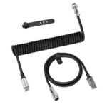 C01 Coiled Keyboard Cable USB-C – Black White Gray