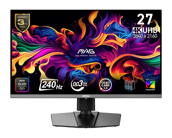 mag-272up-4k-qd-oled-240hz-monitor.png MSI MAG 272UP 27 Inch 4K QD OLED Gaming Monitor 240Hz - Image 1