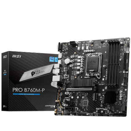 MSI PRO B760M-P DDR5 Micro-ATX Motherboard – LGA1700, Intel B760, DDR5 up to 6800 MHz (OC), PCIe 4.0 & Dual M.2