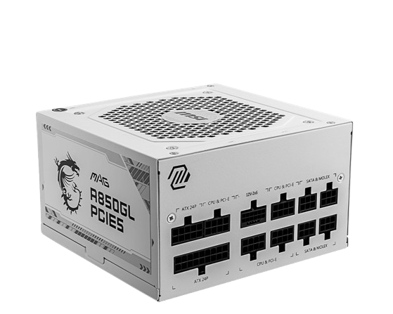 msi-mag-a850gl-pcie5-white-850w-gold-power-supply.png MSI MAG A850GL PCIE 5 White 850W Gold Modular Power Supply - Image 1