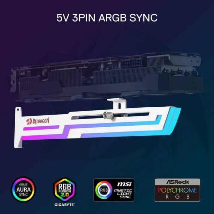 Redragon GCP03 White RGB Adjustable GPU Support Bracket