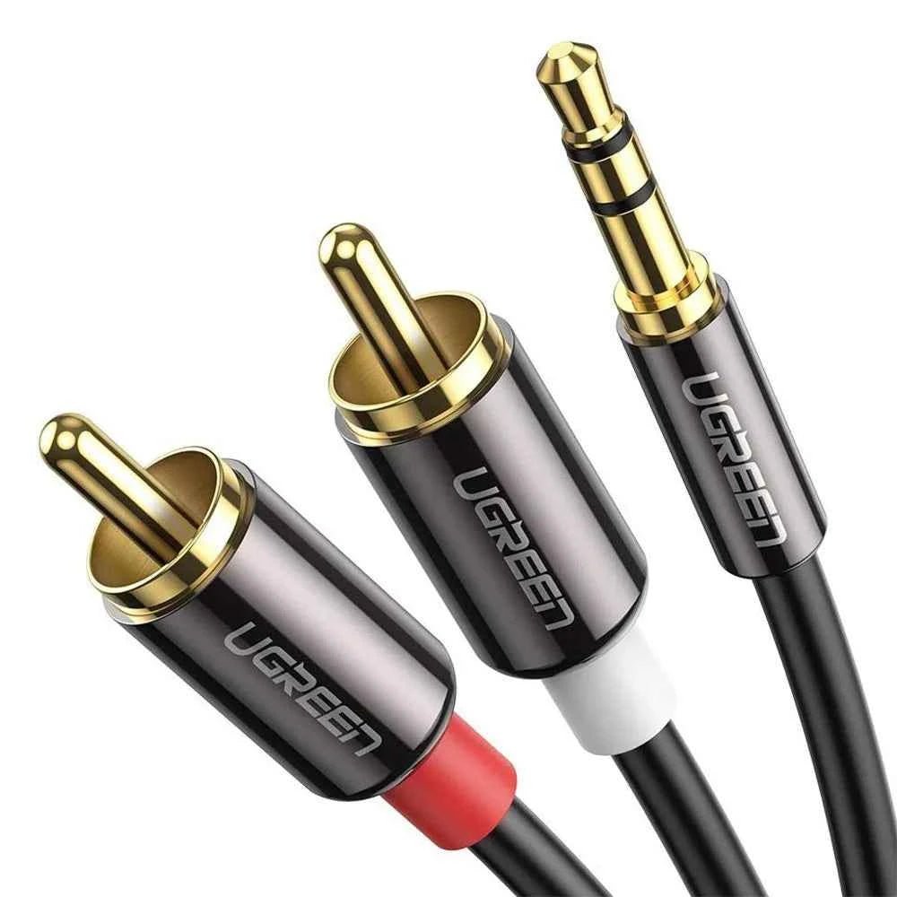ugreen-3m-35mm-to-2rca-audio-cable-black-high-quality.jpg UGREEN 3m 3.5mm to 2RCA Audio Cable Black High-Quality - Image 1