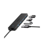 USB 3.0 4-Port USB-A Hub Black with 0.2M Cable