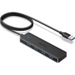 USB 3.0 4-Port USB-A Hub Black with 0.6M Cable