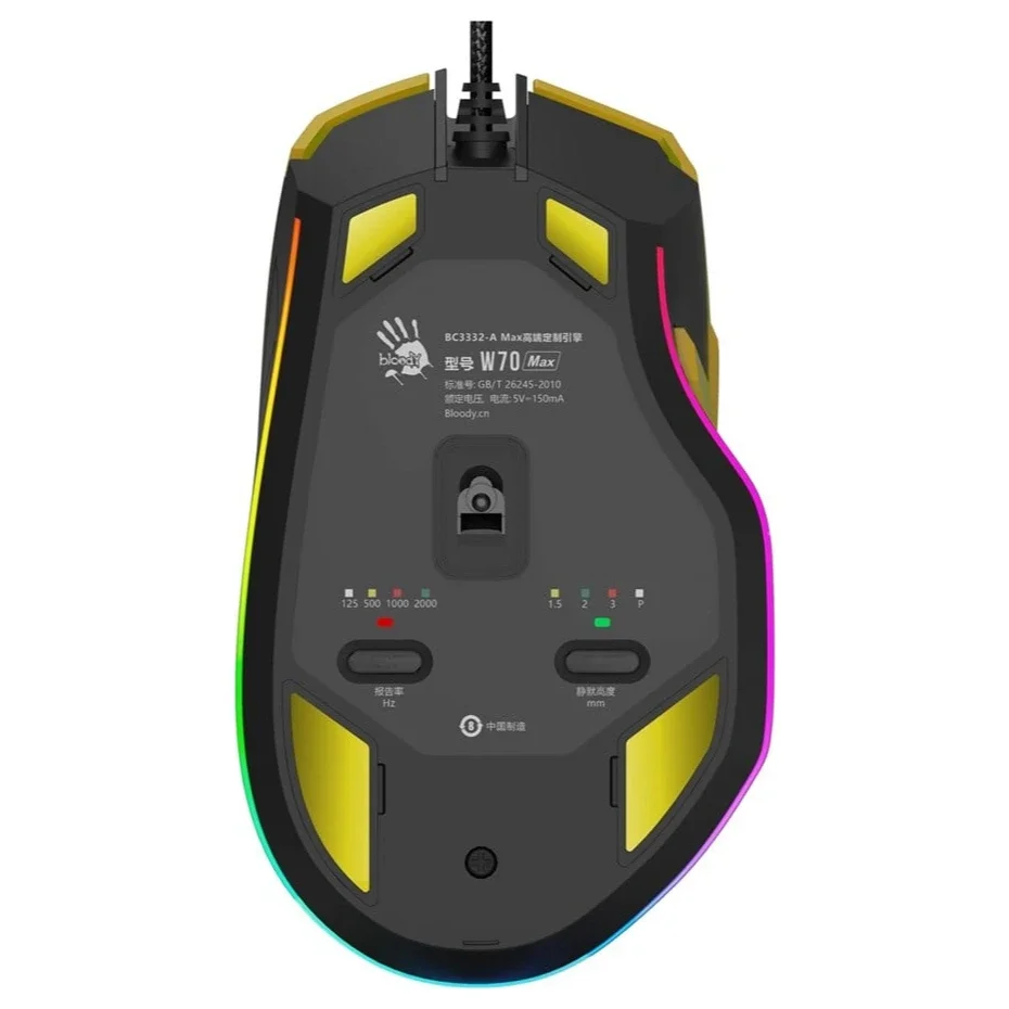 Bloody W70 Max RGB Gaming Mouse ( Punk Yellow) - Image 4